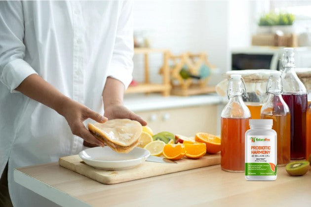 A cook preparing a probiotic meal on the kitchen counter