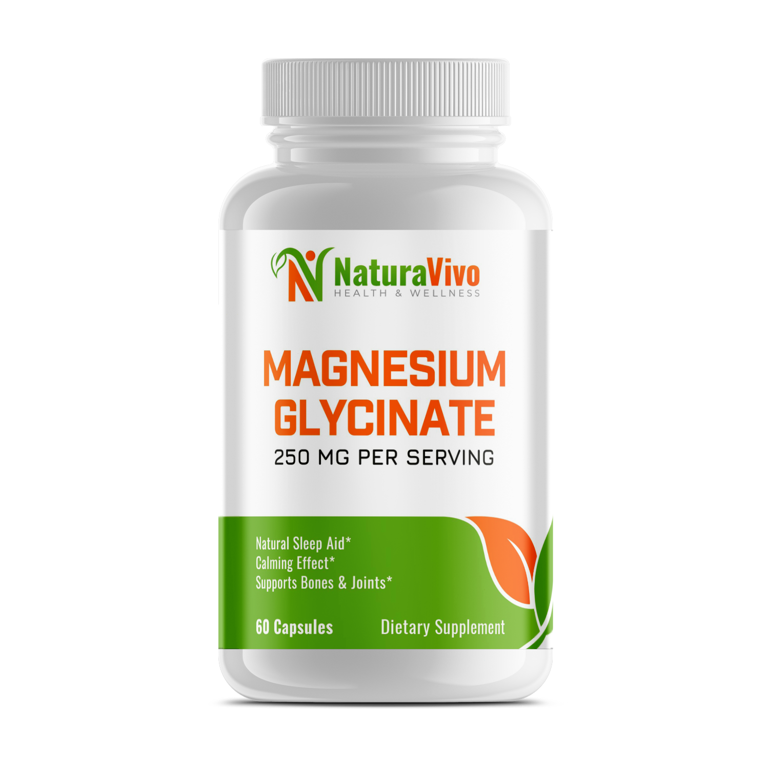 Magnesium Glycinate 250 mg per Serving - 60 Capsules