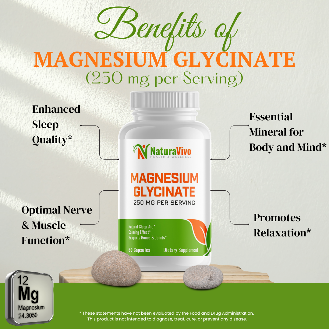 Magnesium Glycinate 250 mg per Serving - 60 Capsules
