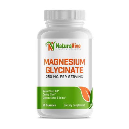 Magnesium Glycinate 250 mg per Serving - Premium Sleep Support, Bone Support and Muscle Relief - High Absorption - 60 Capsules