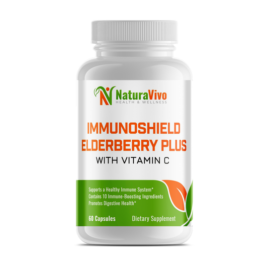 ImmunoShield Elderberry Plus with Vitamin C - Comprehensive Immune, Digestive & Skin Health Formula - Vitamin E, B6, Zinc, Echinacea, Garlic, Turmeric - GMP Certified, Made in the USA