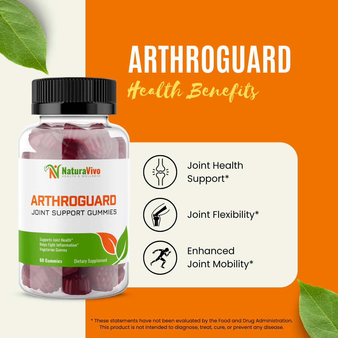ArthroGuard Extra Strength Joint Support Gummies - Glucosamine & Vitamin E, Natural Joint Flexibility Formula for Adults, Non-GMO, Gluten-Free