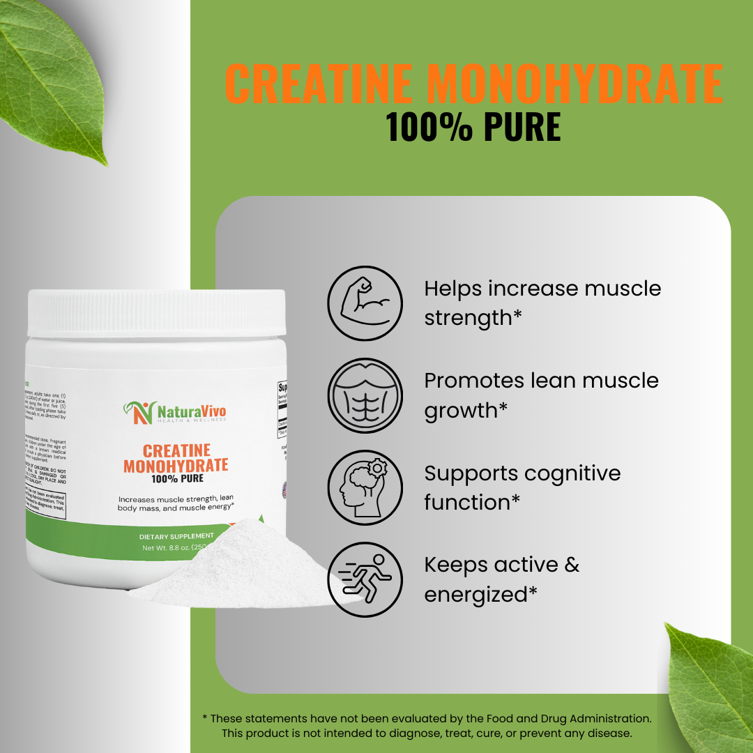 creatine monohydrate health benefits, muscle strength, growth, energy, cognitive function