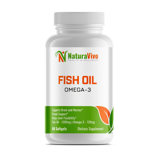 Fish Oil (1200 mg) Omega-3 (720 mg) Supplement - High EPA & DHA for Joint Flexibility, Heart, Brain & Vision Support - 100% Pure Sea-Harvested