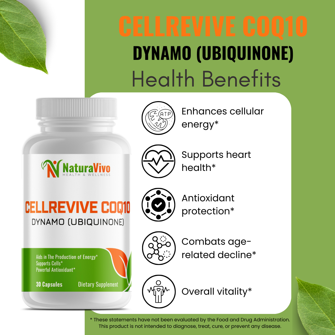 CellRevive CoQ10 Dynamo (Ubiquinone) - Powerful Antioxidant and Energy Booster - 30 Capsules