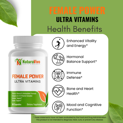 Female Power Ultra Vitamins - Comprehensive Women’s Multivitamin for Enhanced Energy, Hormonal Balance, and Overall Wellbeing