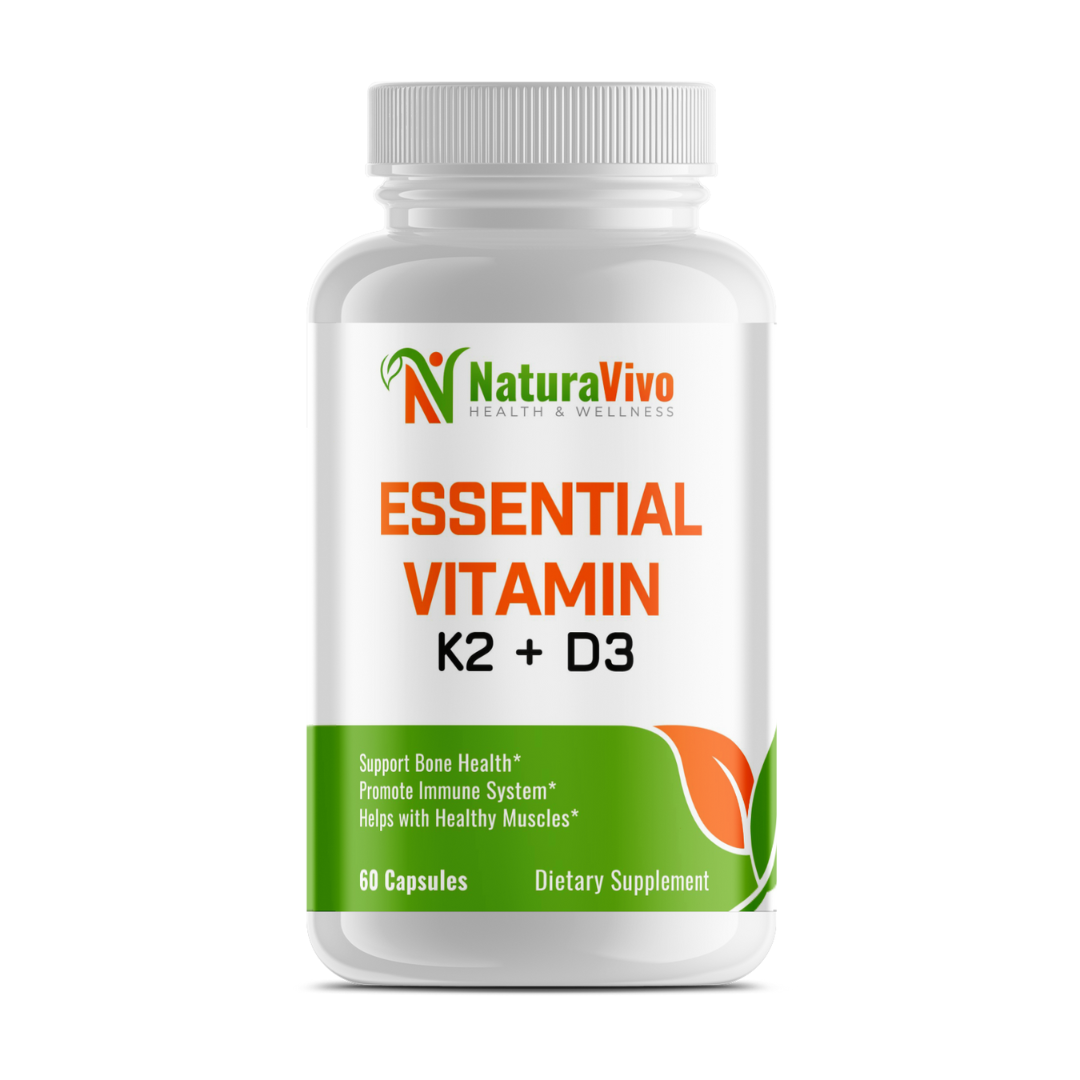 Essential Vitamin K2 + D3 with Calcium & BioPerine® - Supports Bone, Heart, Immune Health