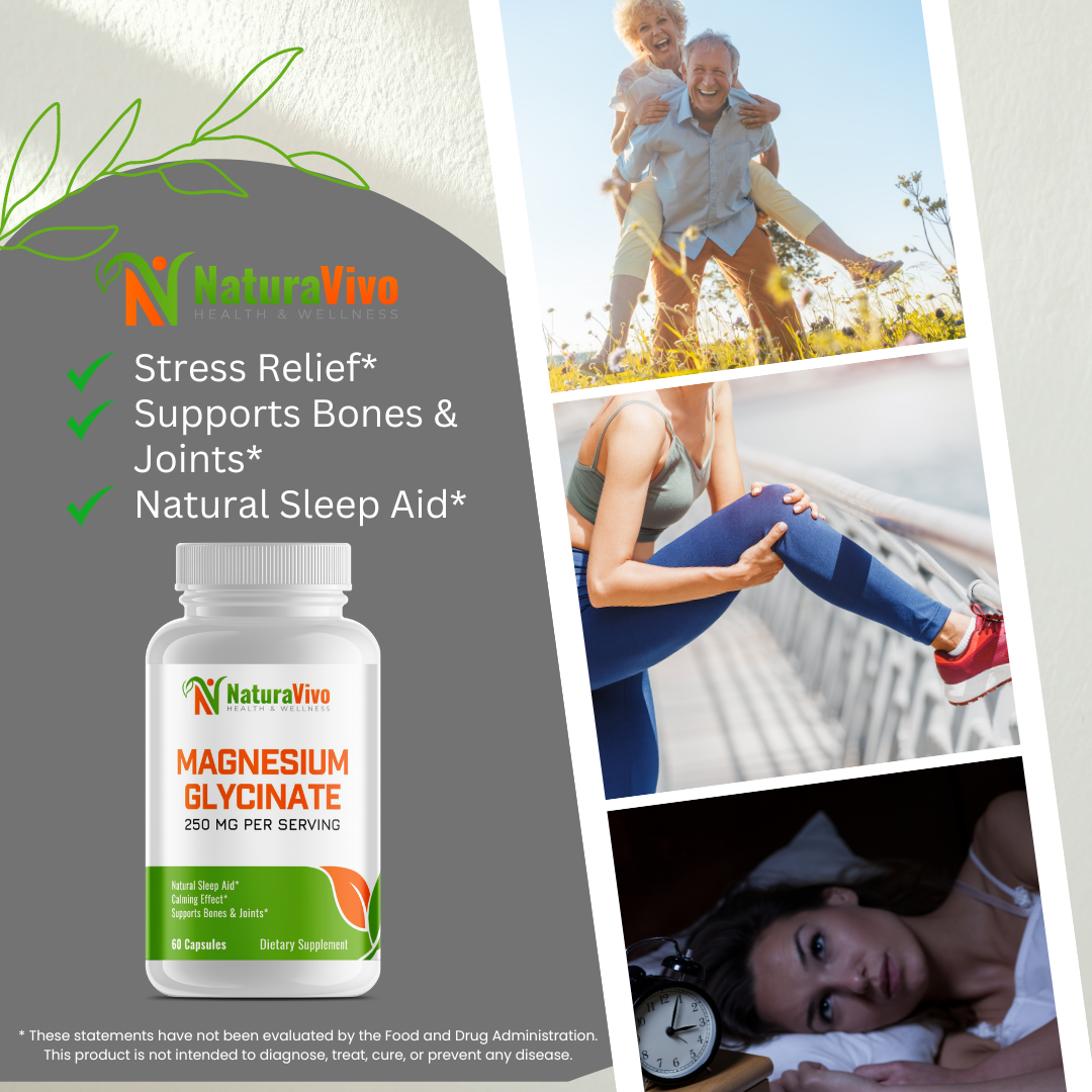 Magnesium Glycinate (250 mg per serving) - Premium Sleep Support & Stress Relief - Vegan, Non-GMO, Gluten-Free - 60 Capsules
