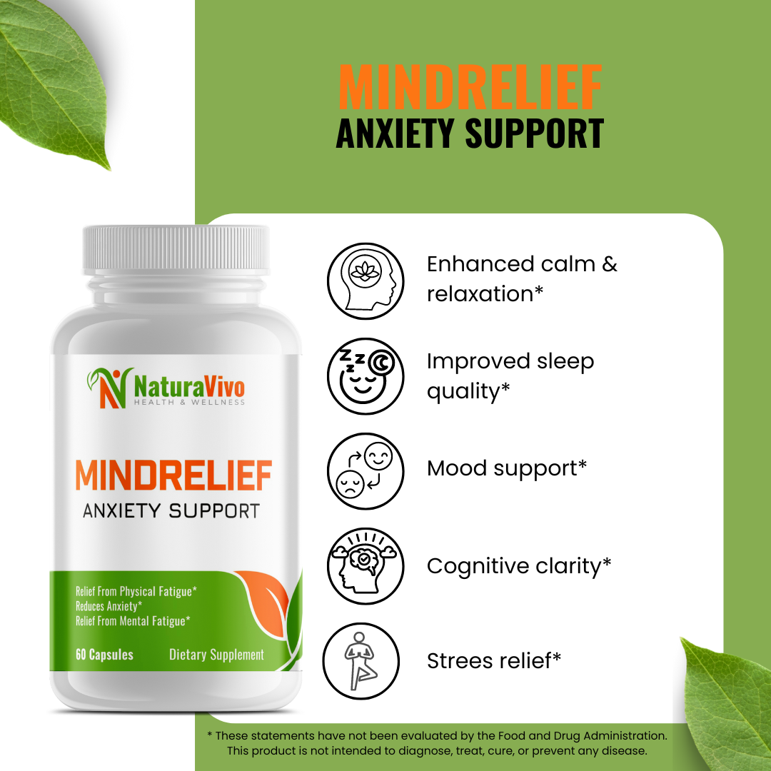 MindRelief Anxiety Support - Natural Calm & Sleep Aid Supplement