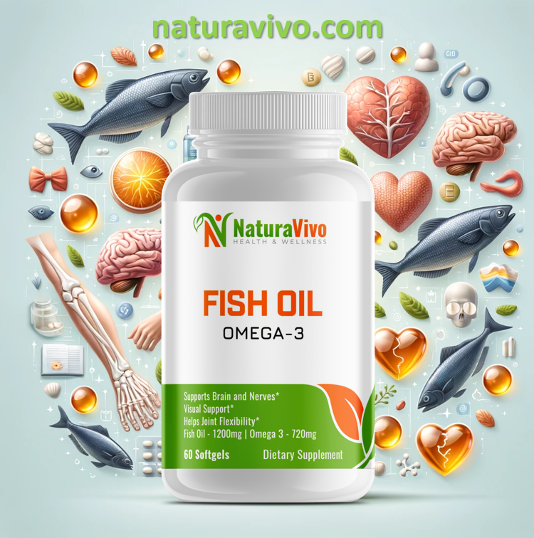 Fish Oil (1200 mg) Omega-3 (720 mg) Supplement - High EPA & DHA for Joint Flexibility, Heart, Brain & Vision Support - 100% Pure Sea-Harvested
