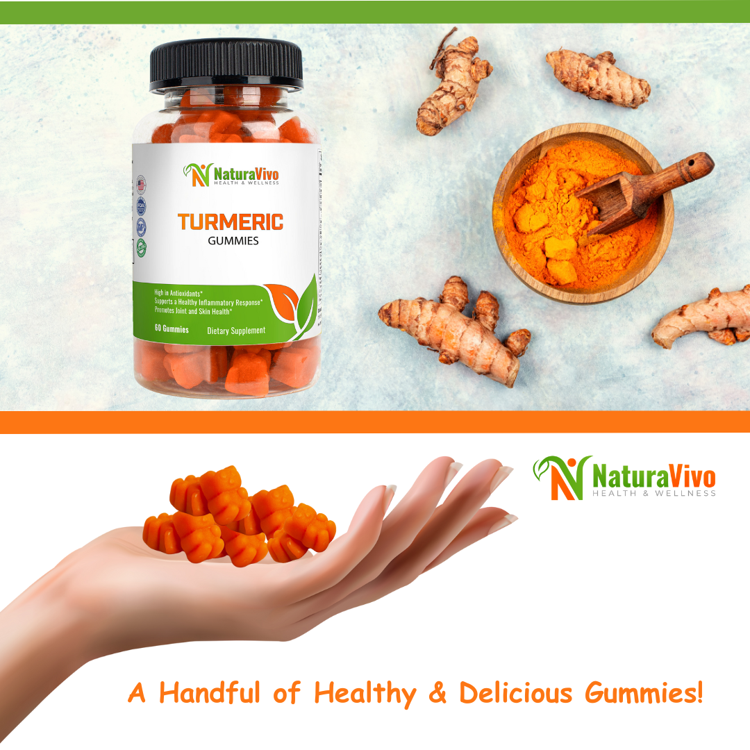 Turmeric Gummies - Turmeric/Ginger Flavor - Supports Joint, Bone & Skin Health - Curcumin with Black Pepper for Enhanced Absorption