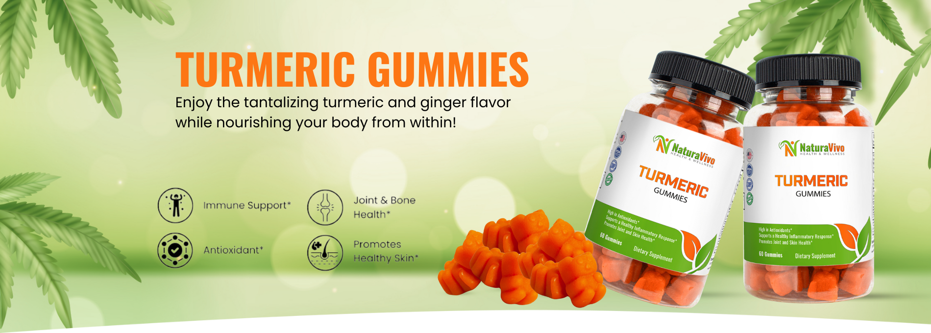 Turmeric Gummies with Ginger and Black Pepper - antioxidant