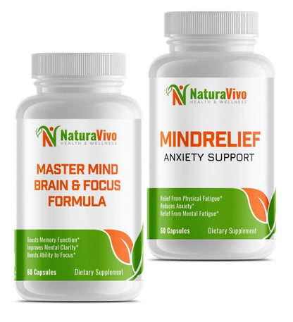 Ultimate Mind Enhancement & Relaxation Support Bundle - Master Mind Brain & Focus Formula + MindRelief Anxiety Support